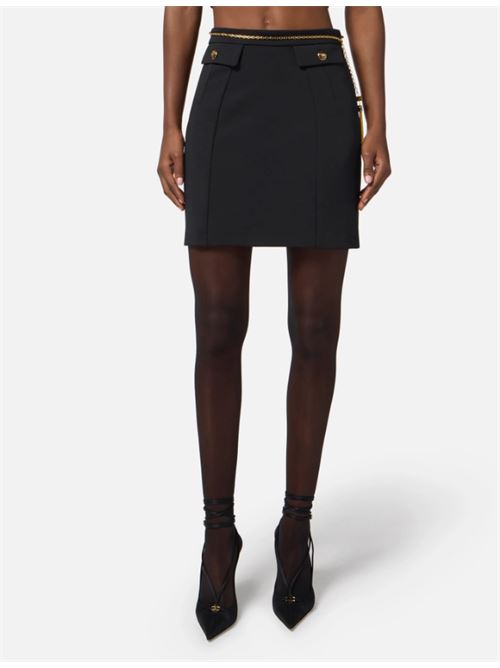 SKIRT WITH JEWEL CHAIN ELISABETTA FRANCHI | GO14857E2110 Nero